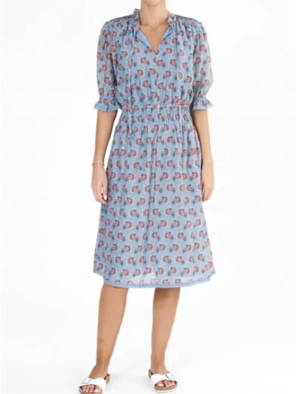 MABE Ara Print Midi Dress In Blue